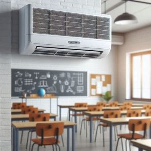 air conditioning unit in a modern classroom